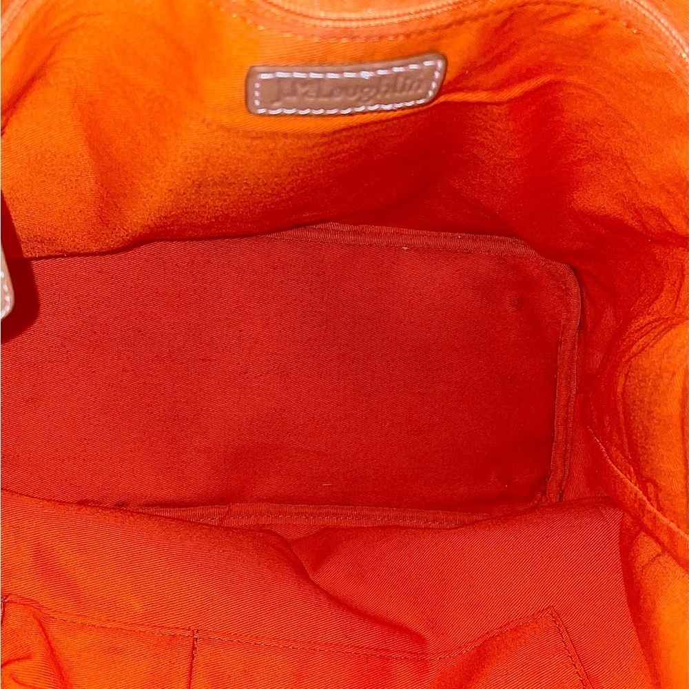 McLaughlin Orange and White Geometric Shoulder Bag with Drawstring - Picture 6 of 7